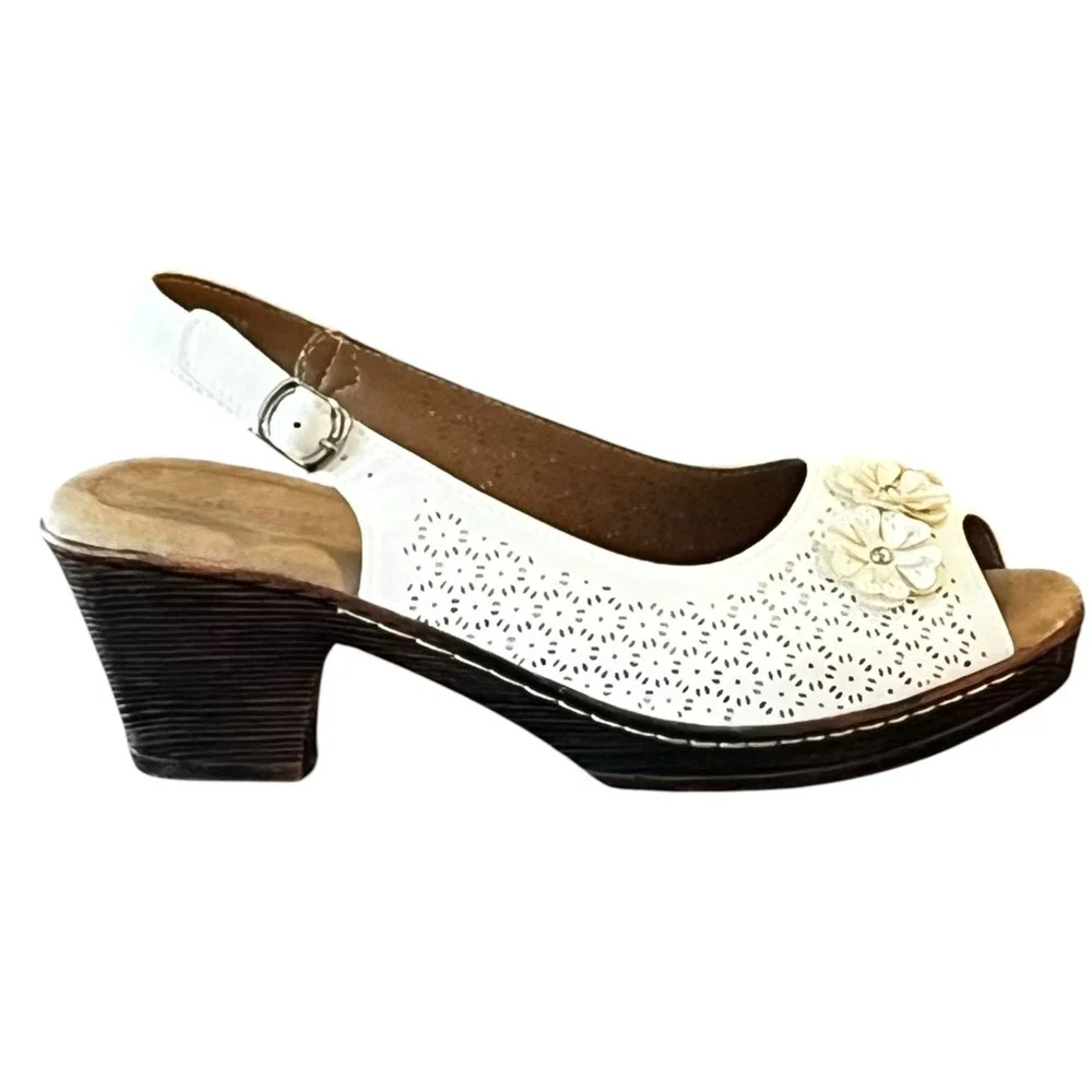 Patrizia By Spring Step Deedee Slingback Sandals Womens 42 White Perforated - Picture 2 of 11